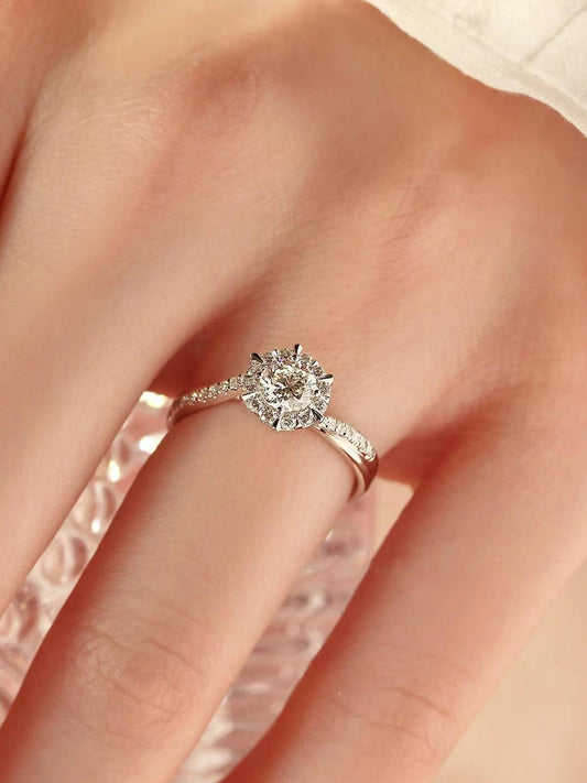 Moissanite Lumiรจre Halo Ring | Ring | Moissanite & 18k Gold โ Lunari Jewellery