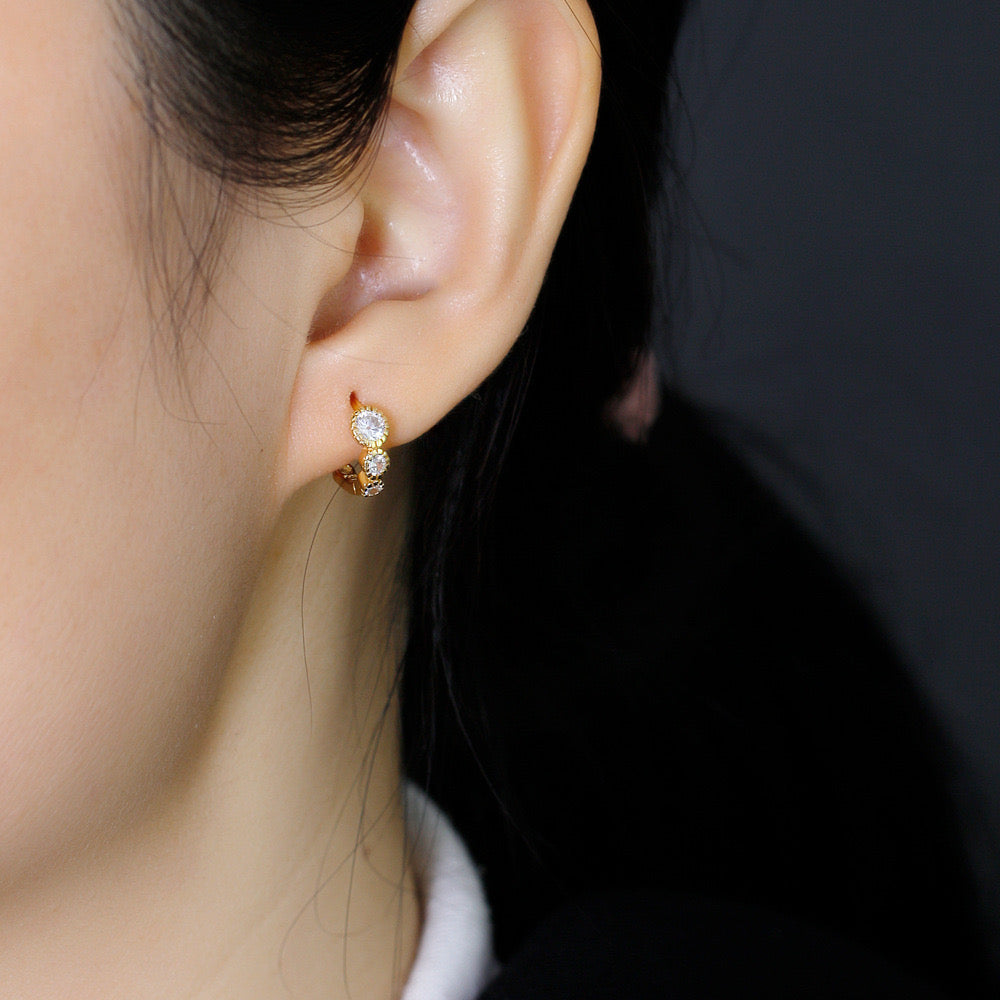 Mini Gleam Huggies | Earrings | Rhodium & S925 Silver – Lunari Jewellery