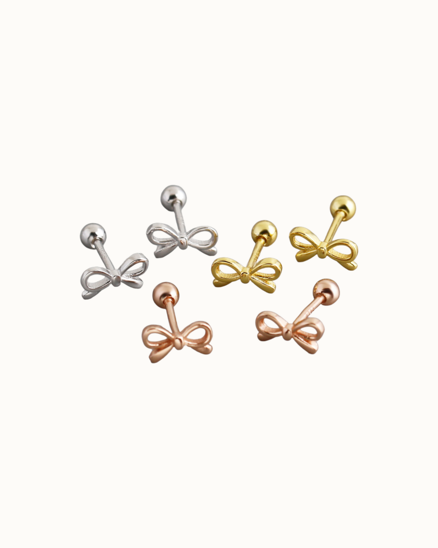 Petite Bow Studs | Earrings | Rhodium & S925 Silver – Lunari Jewellery