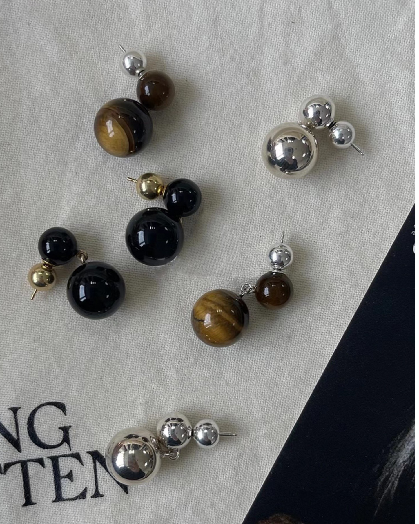 Orb Duet Drops | Earrings | Rhodium & S925 Silver – Lunari Jewellery