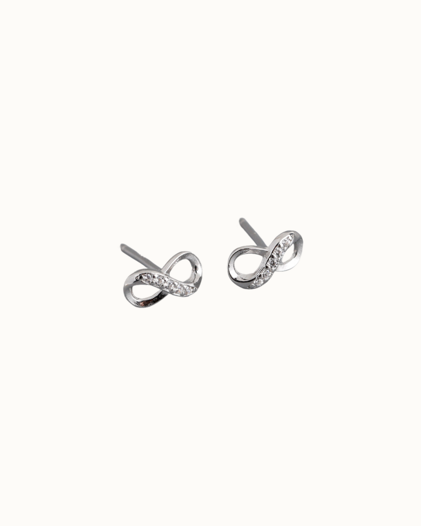 Petite Infinity Studs | Earrings | Rhodium & S925 Silver – Lunari Jewellery