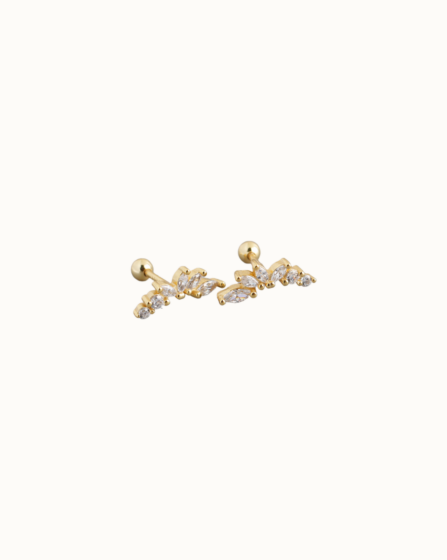 Crescent Leaf Studs | Earrings | Rhodium & S925 Silver – Lunari Jewellery