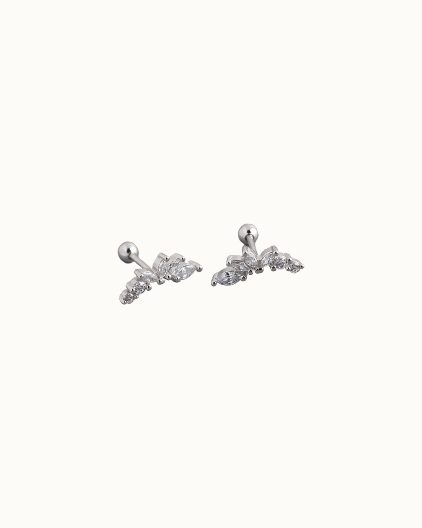 Crescent Leaf Studs | Earrings | Rhodium & S925 Silver – Lunari Jewellery