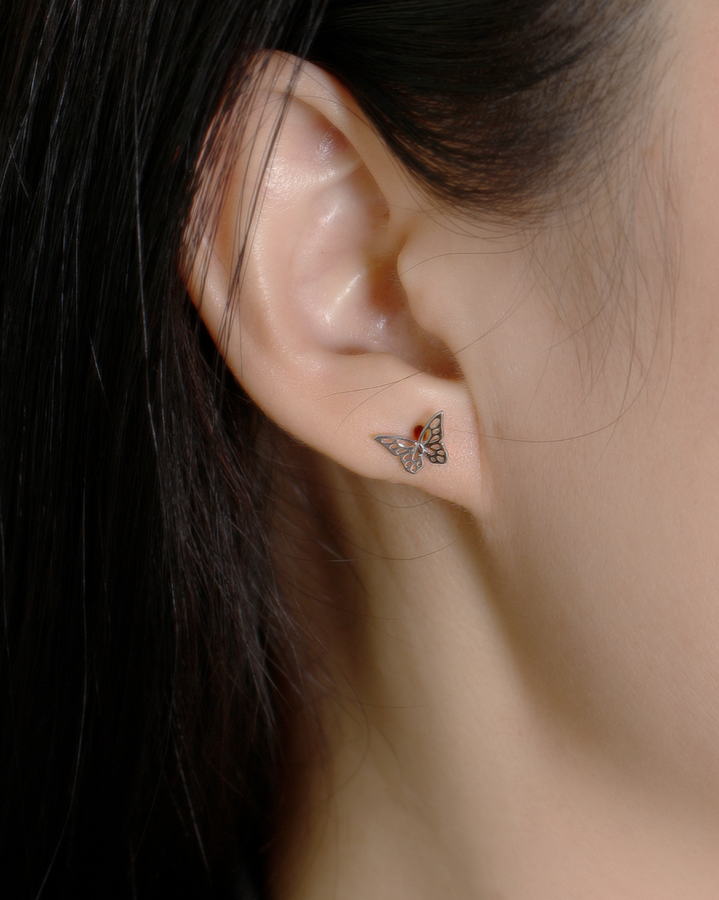 Petite Butterfly Studs | Earrings | Rhodium & S925 Silver – Lunari Jewellery