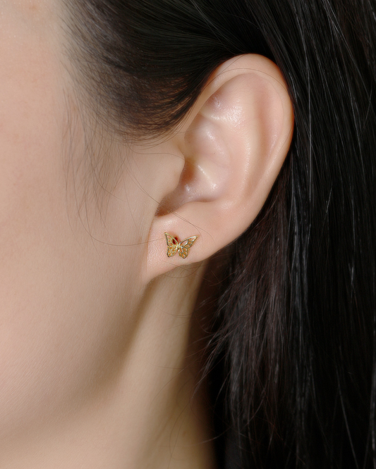 Petite Butterfly Studs | Earrings | Rhodium & S925 Silver – Lunari Jewellery