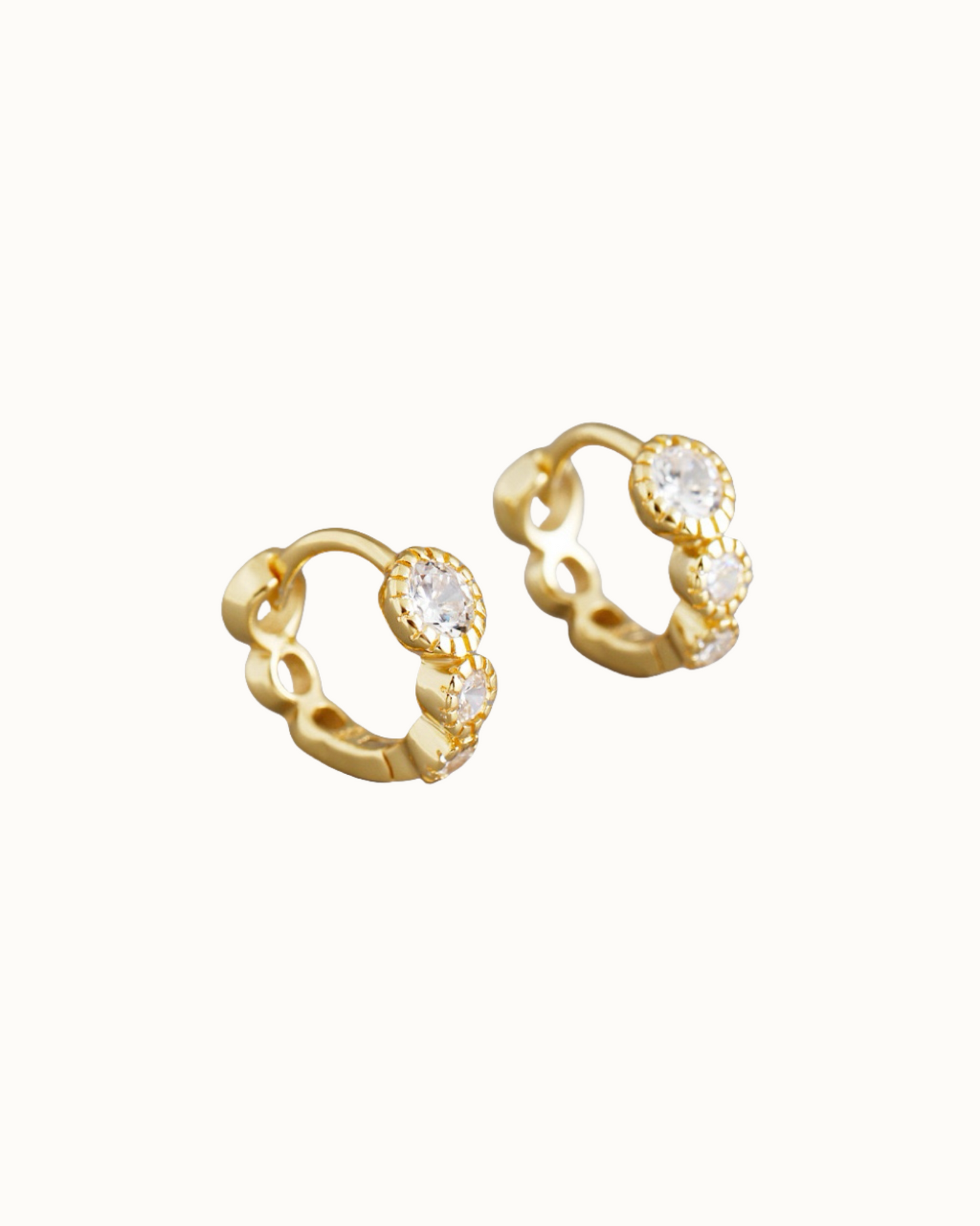 Mini Gleam Huggies | Earrings | Rhodium & S925 Silver – Lunari Jewellery