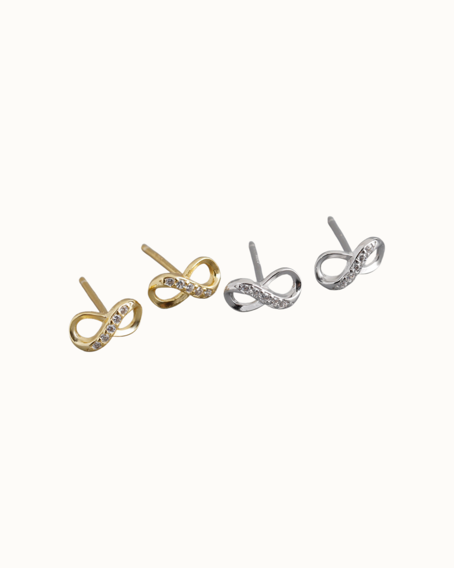 Petite Infinity Studs | Earrings | Rhodium & S925 Silver – Lunari Jewellery