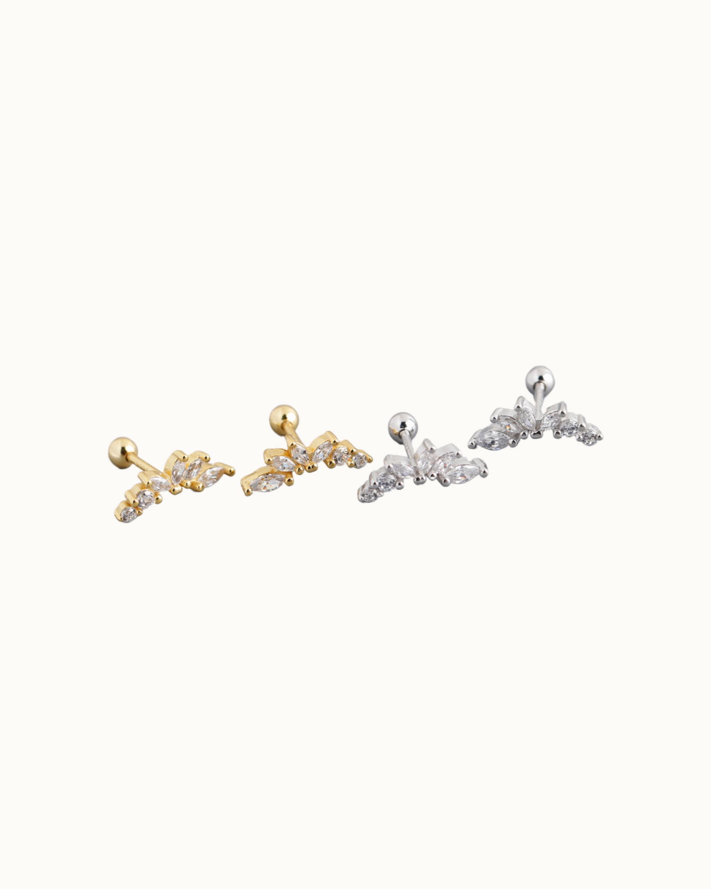 Crescent Leaf Studs | Earrings | Rhodium & S925 Silver – Lunari Jewellery
