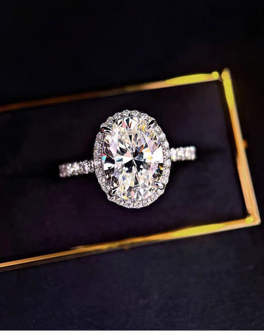 Moissanite Aurielle Halo Ring | Ring | Moissanite & 18k Gold β Lunari Jewellery
