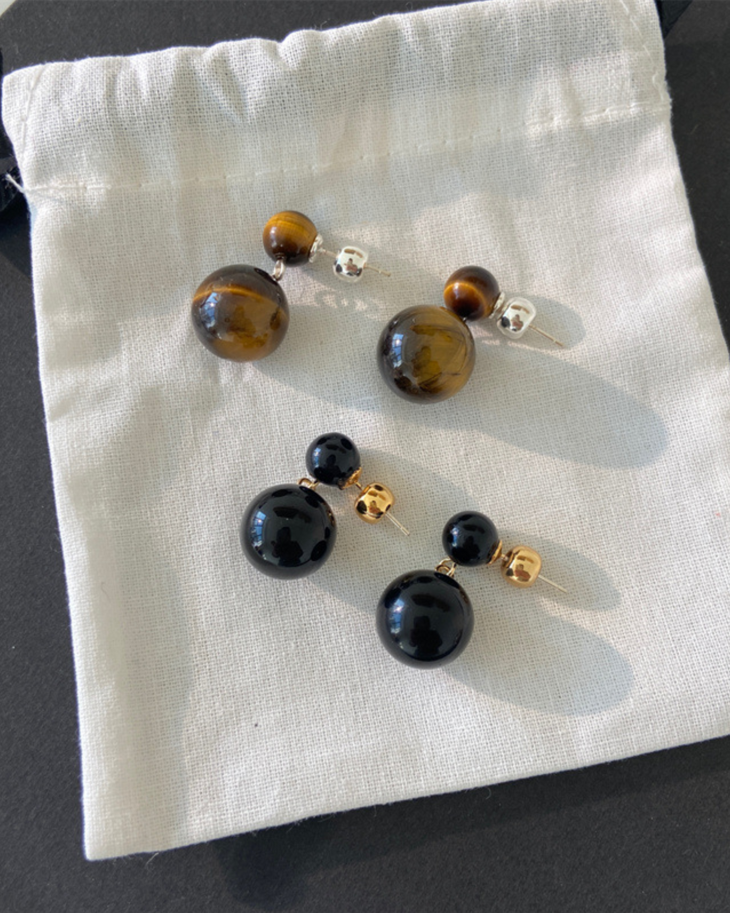 Orb Duet Drops | Earrings | Rhodium & S925 Silver – Lunari Jewellery