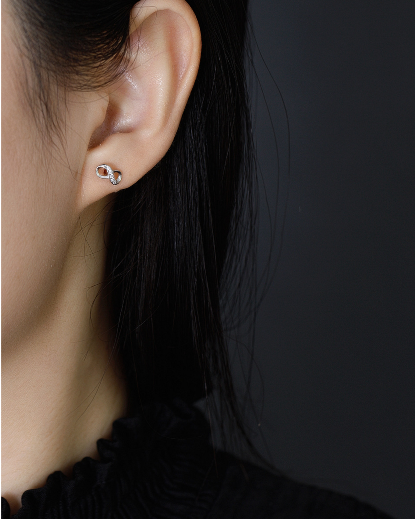 Petite Infinity Studs | Earrings | Rhodium & S925 Silver – Lunari Jewellery