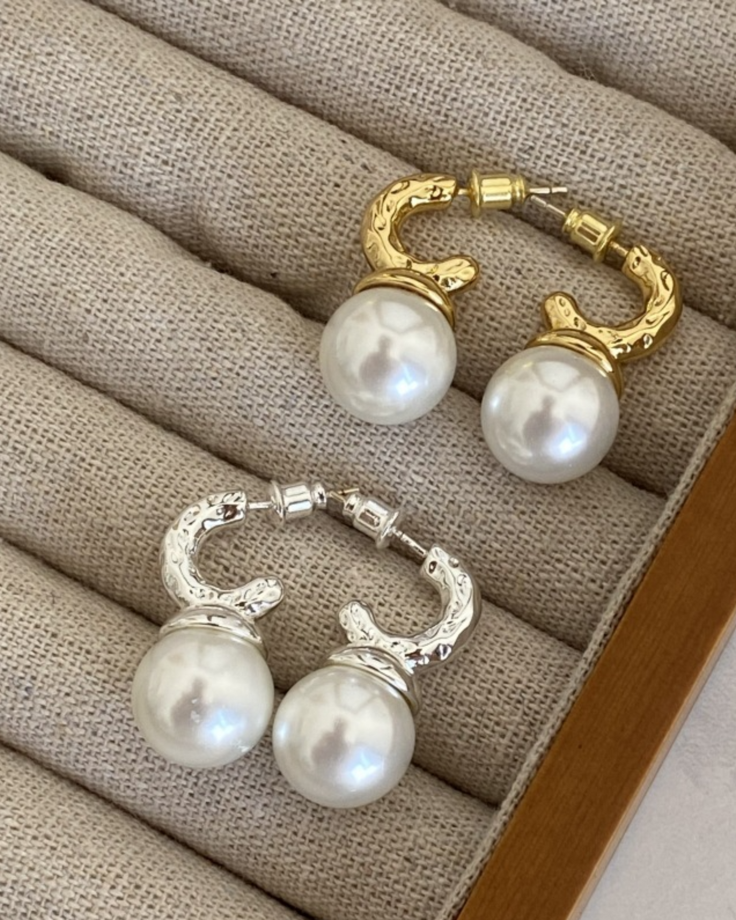 Cradle Pearl Huggies | Earrings | Natural Pearl & 18k Gold – Lunari Jewellery