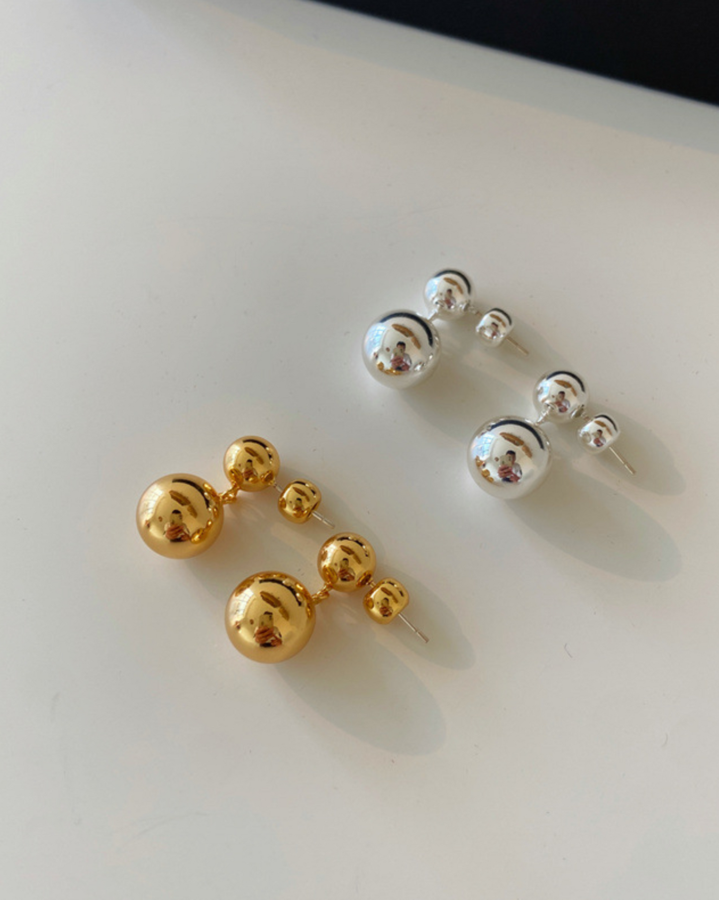 Orb Duet Drops | Earrings | Rhodium & S925 Silver – Lunari Jewellery