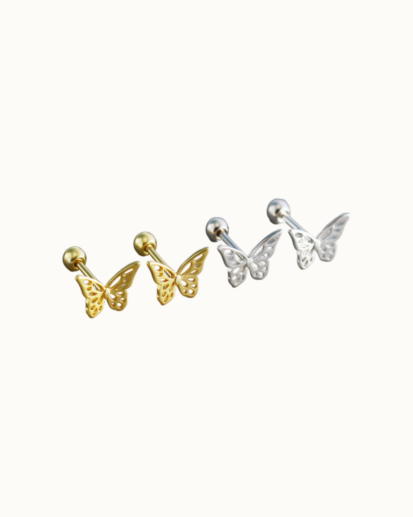 Petite Butterfly Studs | Earrings | Rhodium & S925 Silver – Lunari Jewellery