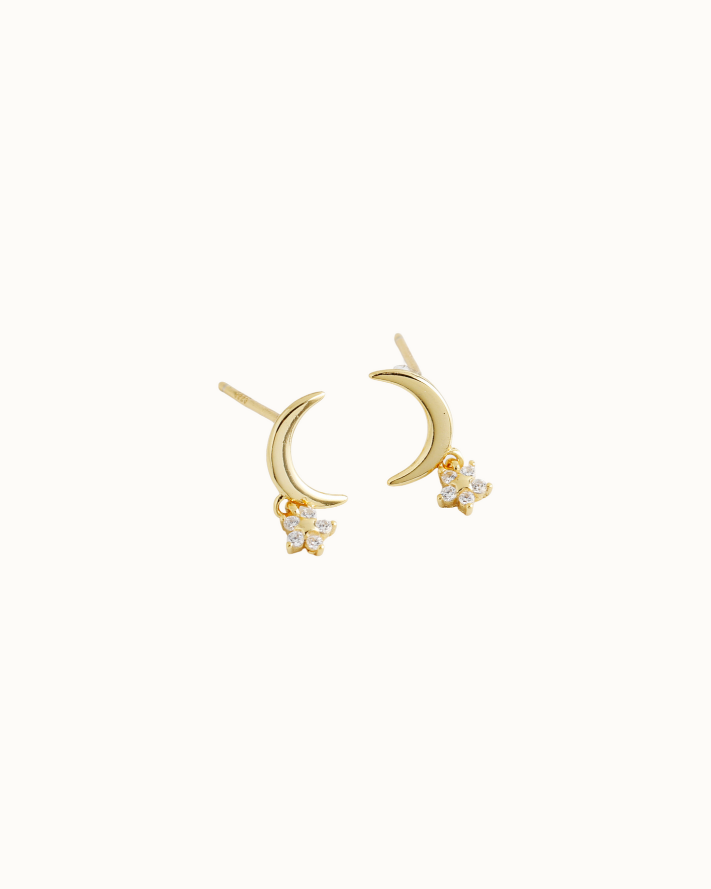 Crescent Blossom Studs | Earrings | Rhodium & S925 Silver – Lunari Jewellery