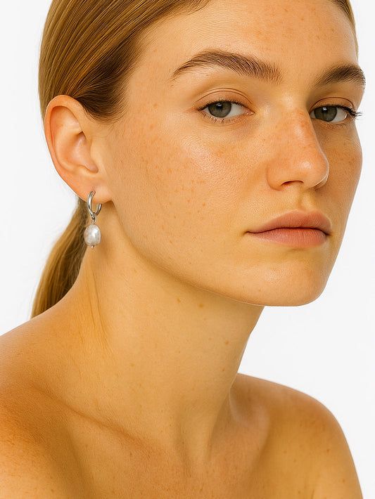 Silver Baroque Pearl Drops | Earrings | Natural Pearl & 18k Gold โ Lunari Jewellery