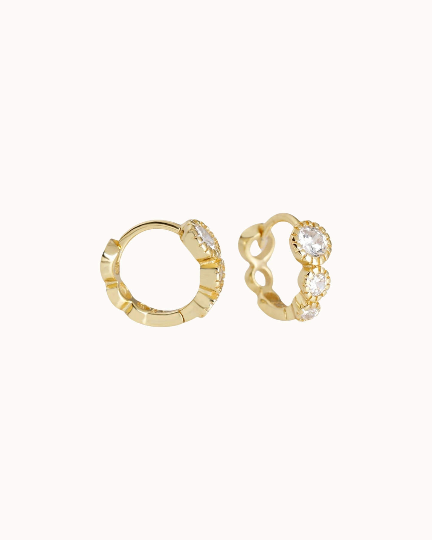 Mini Gleam Huggies | Earrings | Rhodium & S925 Silver – Lunari Jewellery