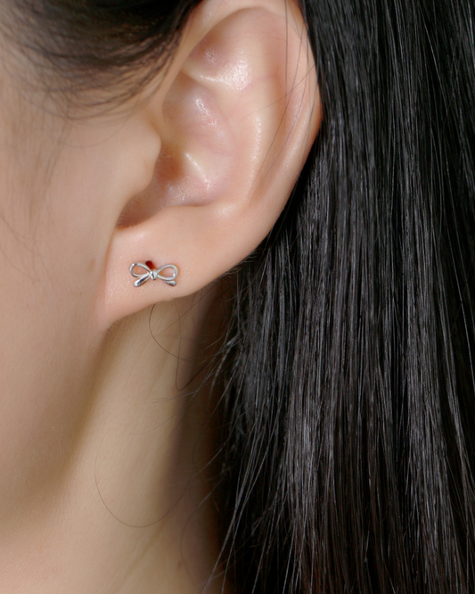 Petite Bow Studs | Earrings | Rhodium & S925 Silver – Lunari Jewellery