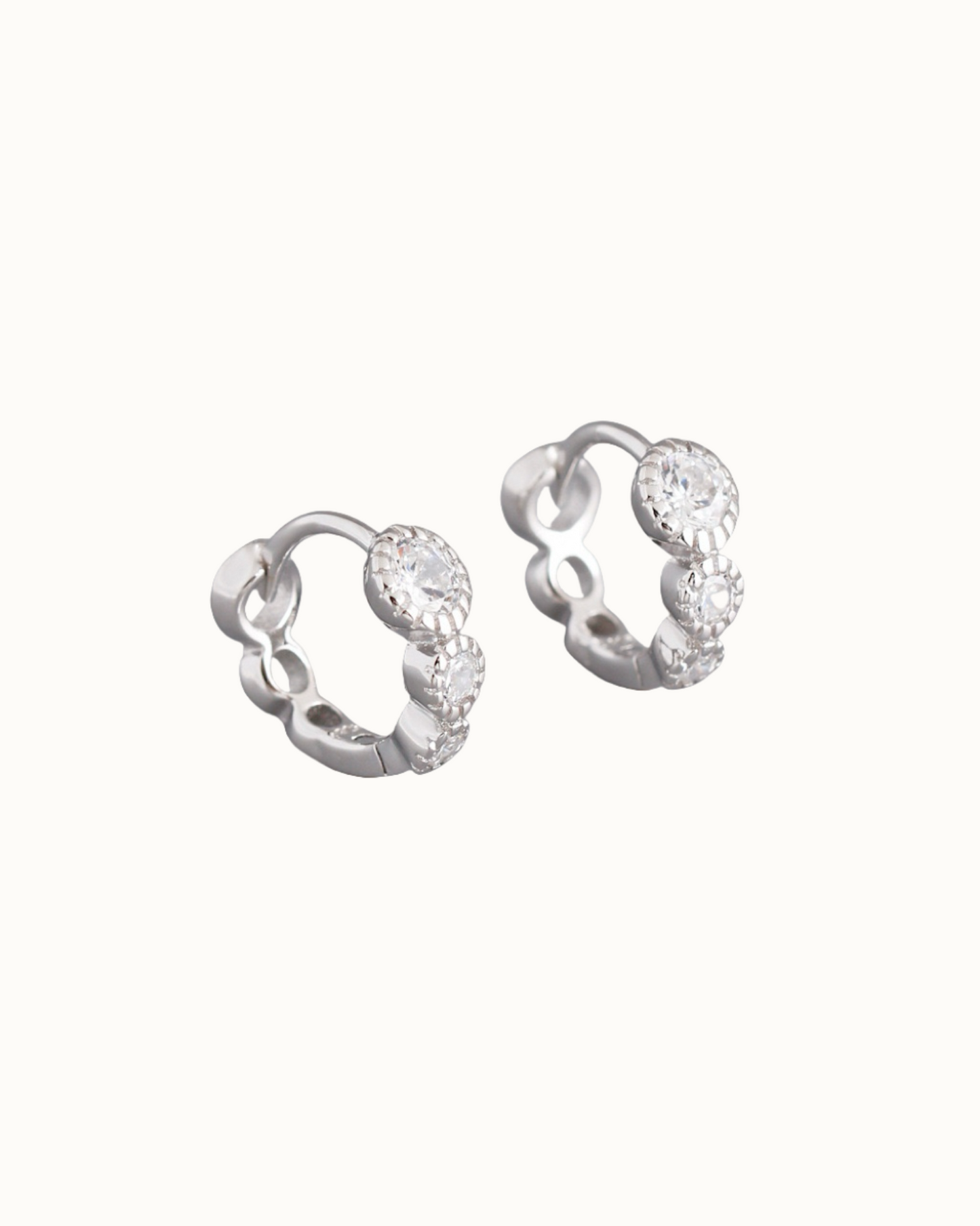 Mini Gleam Huggies | Earrings | Rhodium & S925 Silver – Lunari Jewellery