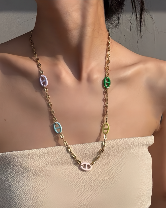 Marla Enamel Necklace | Necklace | 18k Gold Plated – Lunari Jewellery