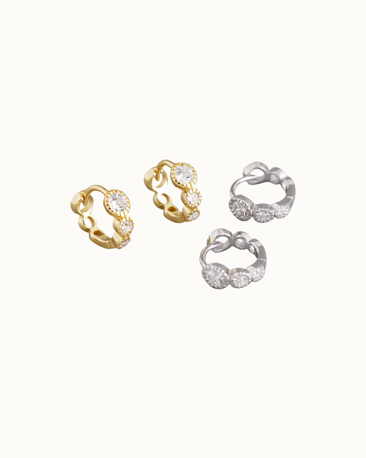Mini Gleam Huggies | Earrings | Rhodium & S925 Silver – Lunari Jewellery