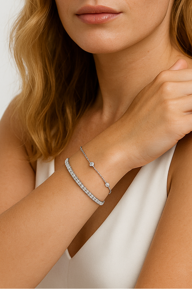Moissanite Orbit Gleam Bracelet | Bracelet | Moissanite & 18k Gold – Lunari Jewellery