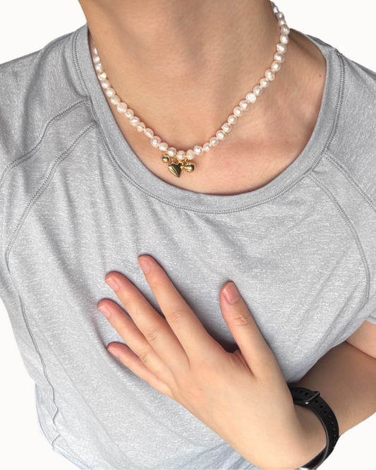 Baroque Heart Charm Necklace | Necklace | Natural Pearl & 18k Gold – Lunari Jewellery
