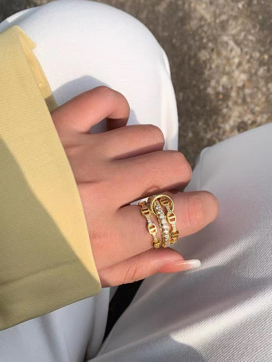Interlock Trio Ring Set | Ring | 18k Gold Plated โ Lunari Jewellery