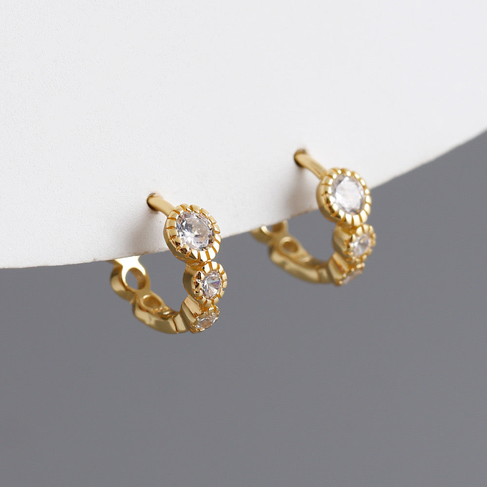 Mini Gleam Huggies | Earrings | Rhodium & S925 Silver – Lunari Jewellery