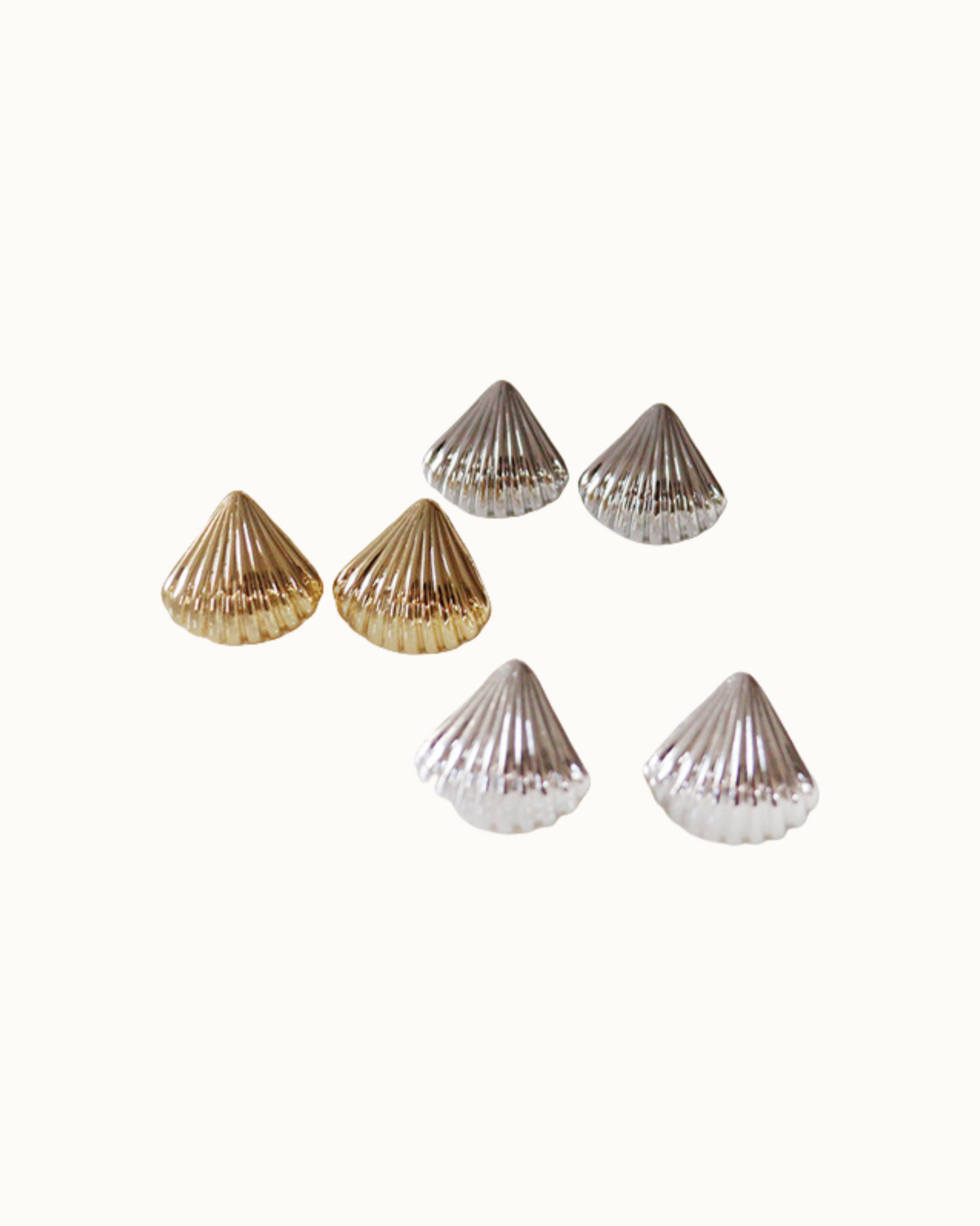 Shell Crest Studs | Earrings | Rhodium & S925 Silver – Lunari Jewellery
