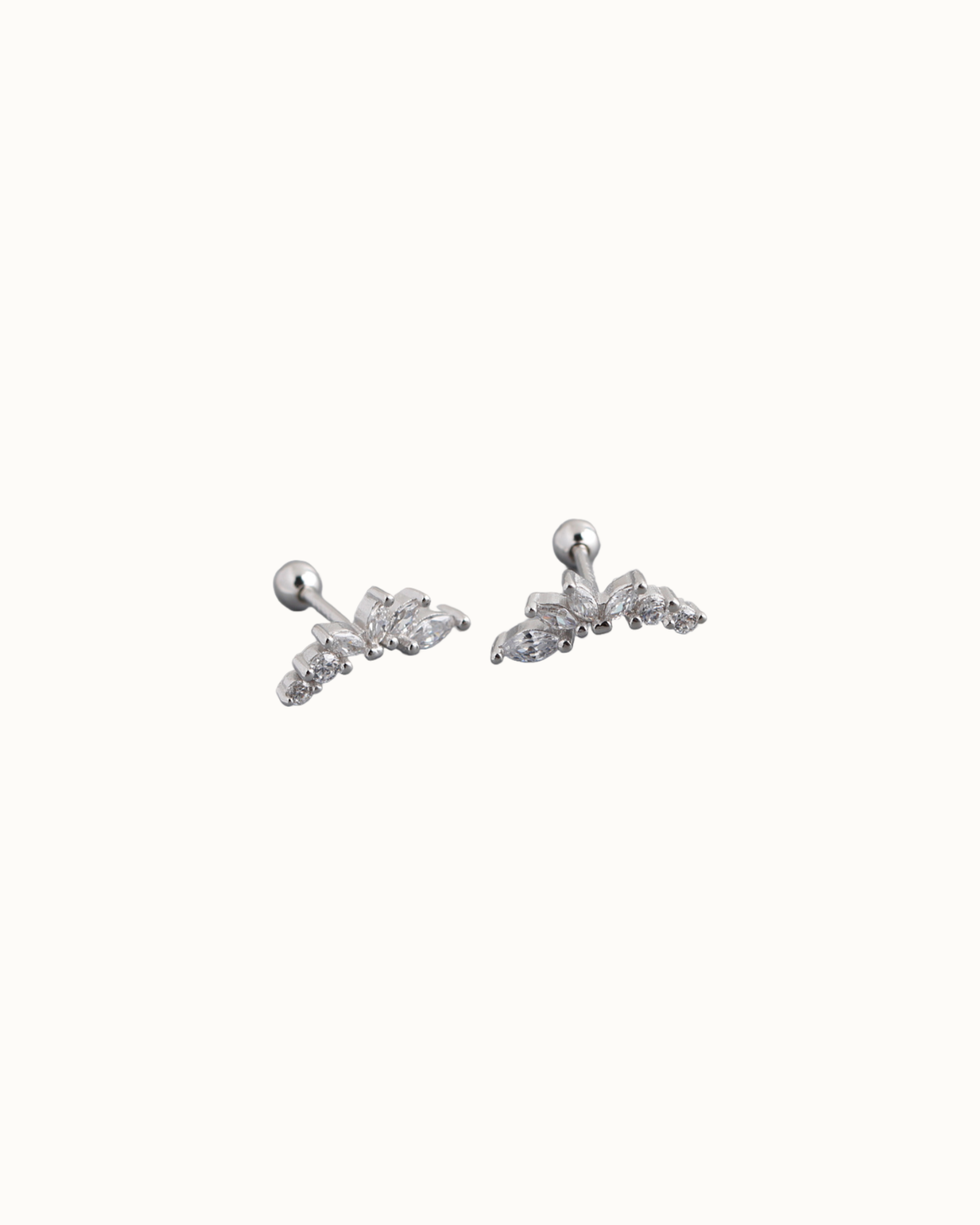 Crescent Leaf Studs | Earrings | Rhodium & S925 Silver – Lunari Jewellery