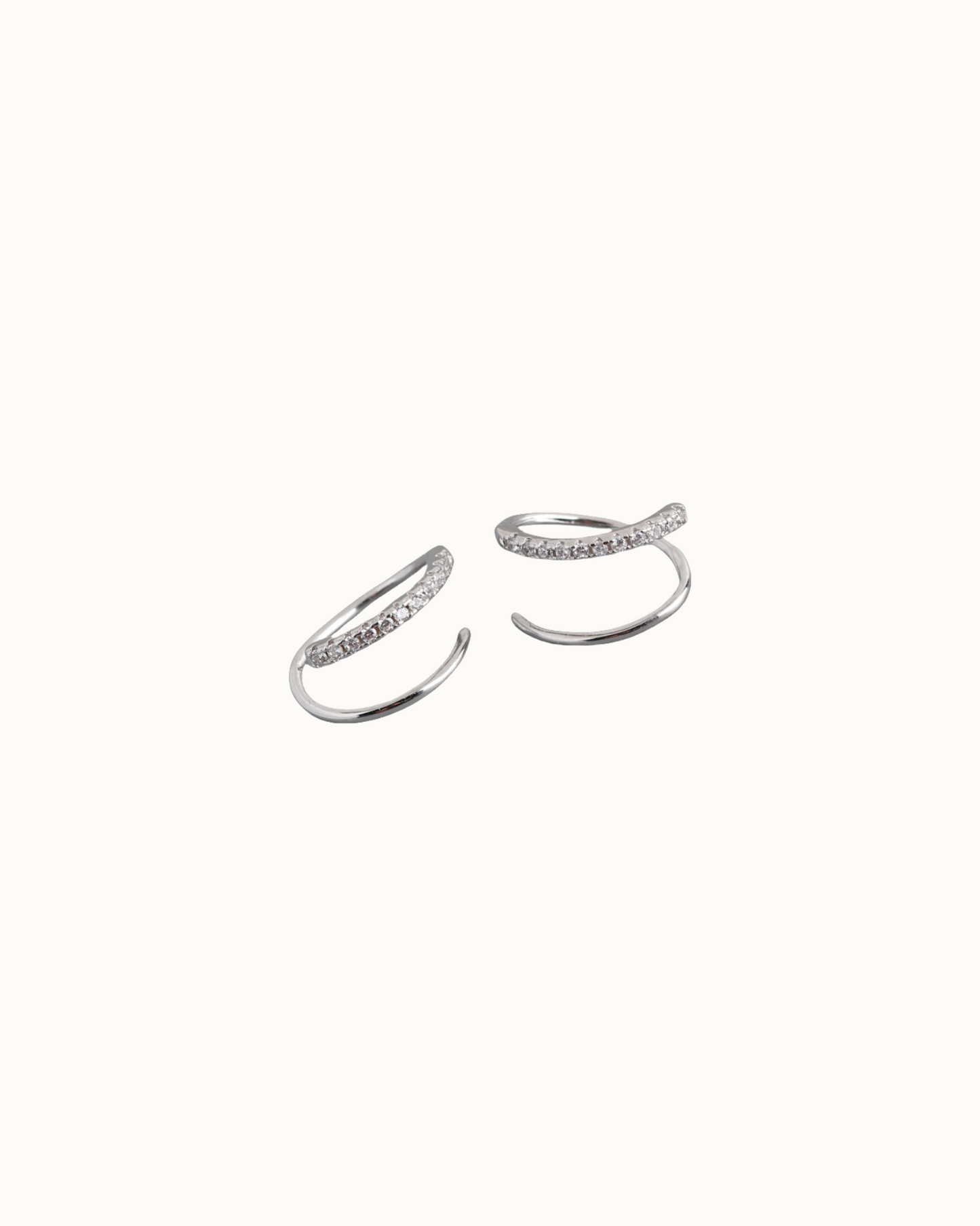 Lunelle Open Huggies | Earrings | Rhodium & S925 Silver – Lunari Jewellery
