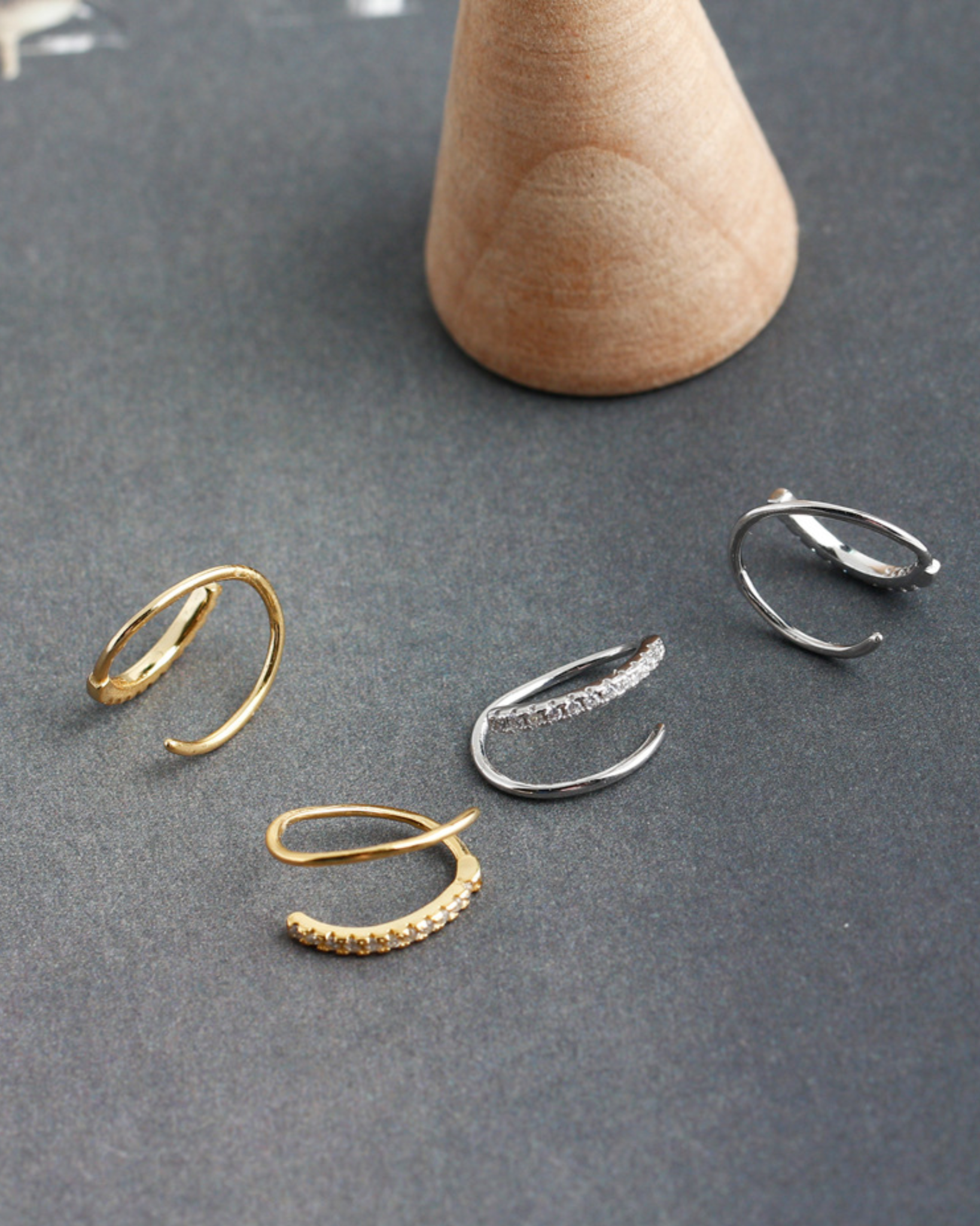 Lunelle Open Huggies | Earrings | Rhodium & S925 Silver – Lunari Jewellery