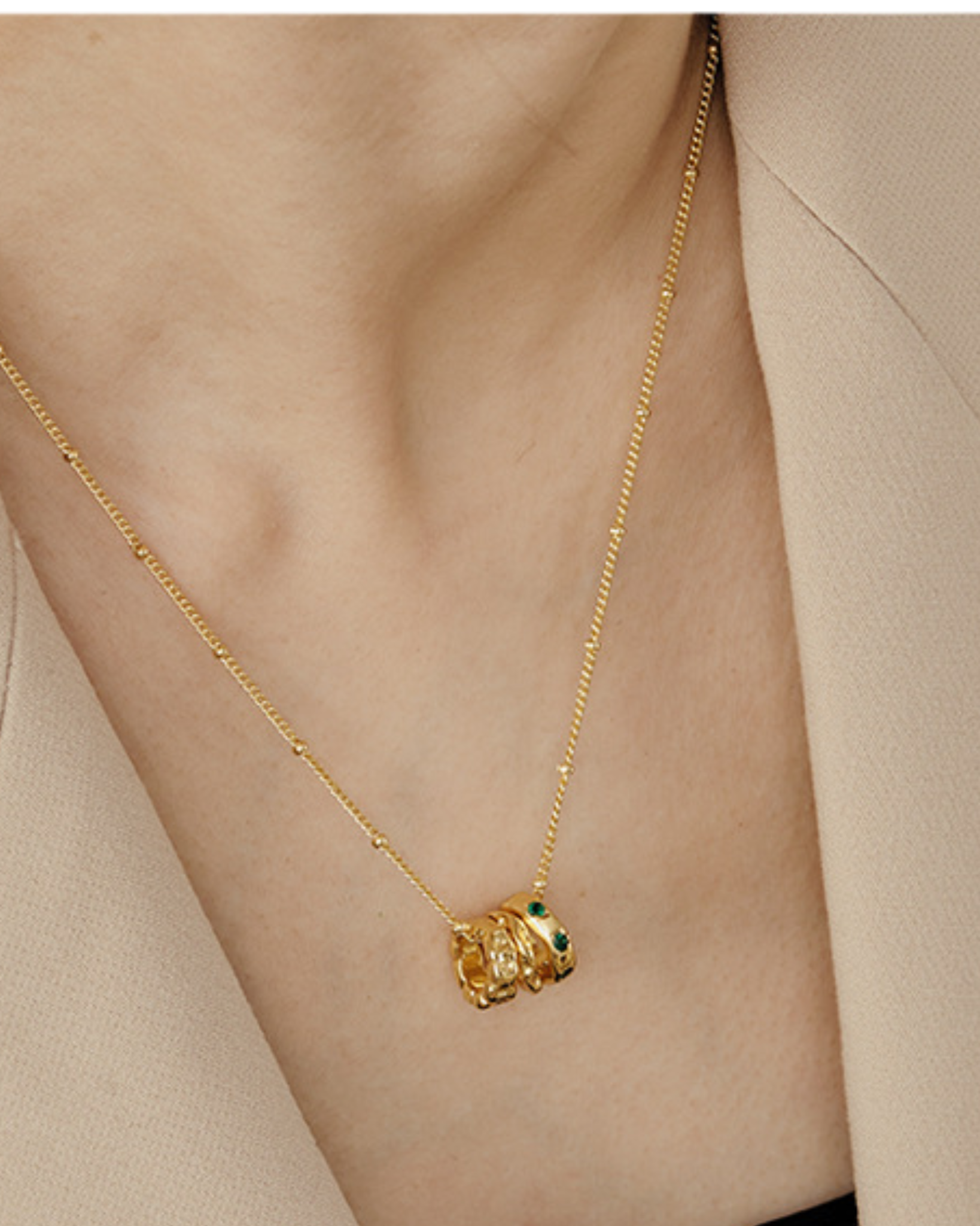 Emerald Glint Necklace | Necklace | 18k Gold Plated – Lunari Jewellery