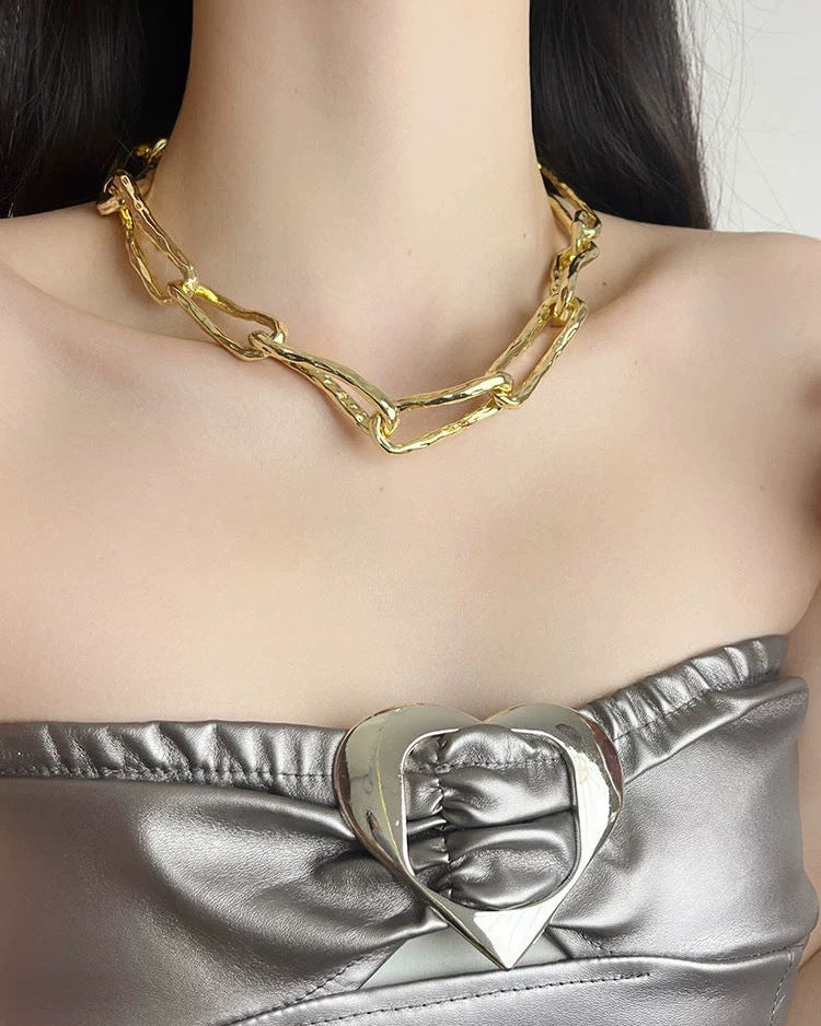 Sculptural Link Choker | Necklace | 18k Gold Plated – Lunari Jewellery