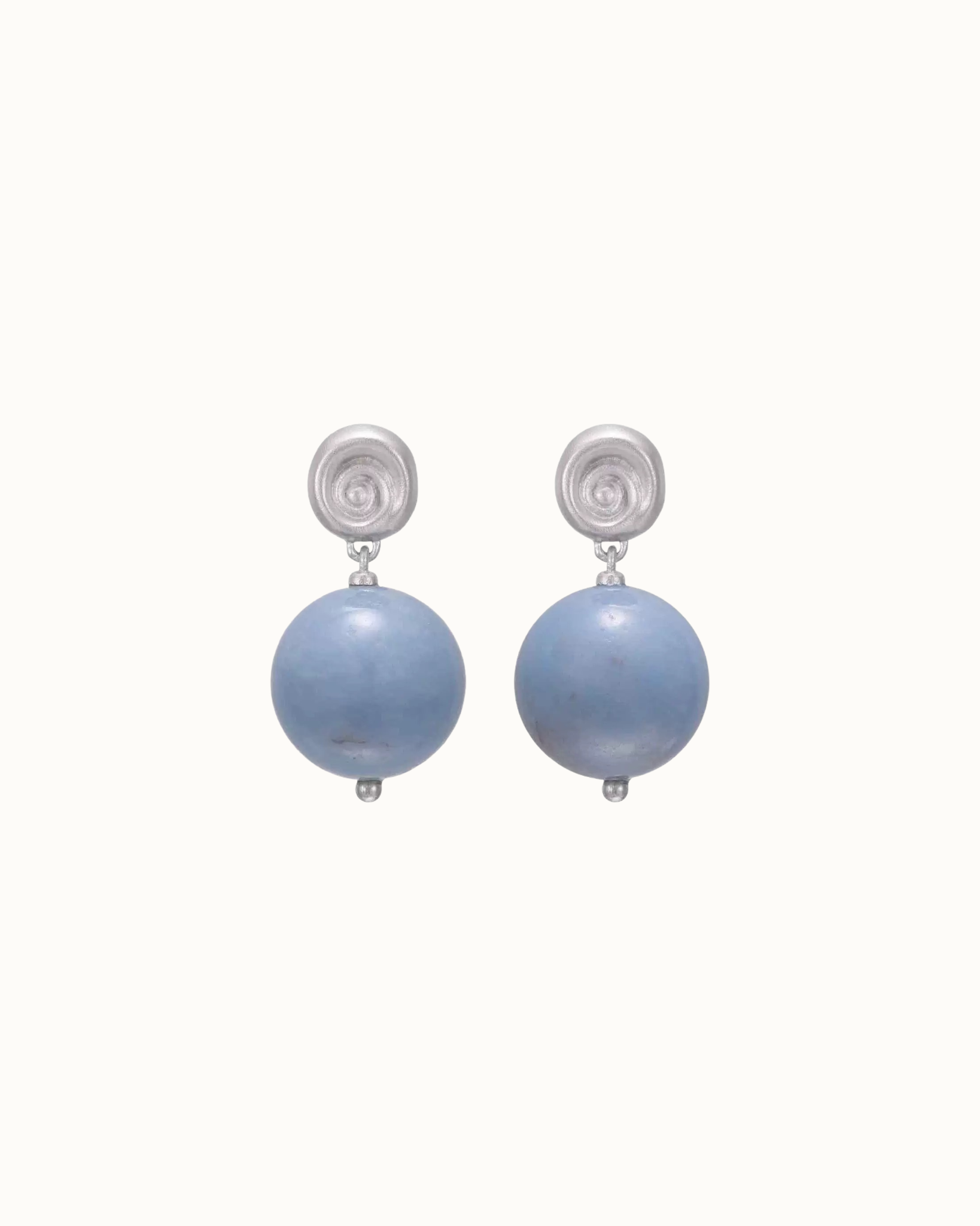 Orb Essence Blue Lace Agate | Earrings | Rhodium & S925 Silver – Lunari Jewellery