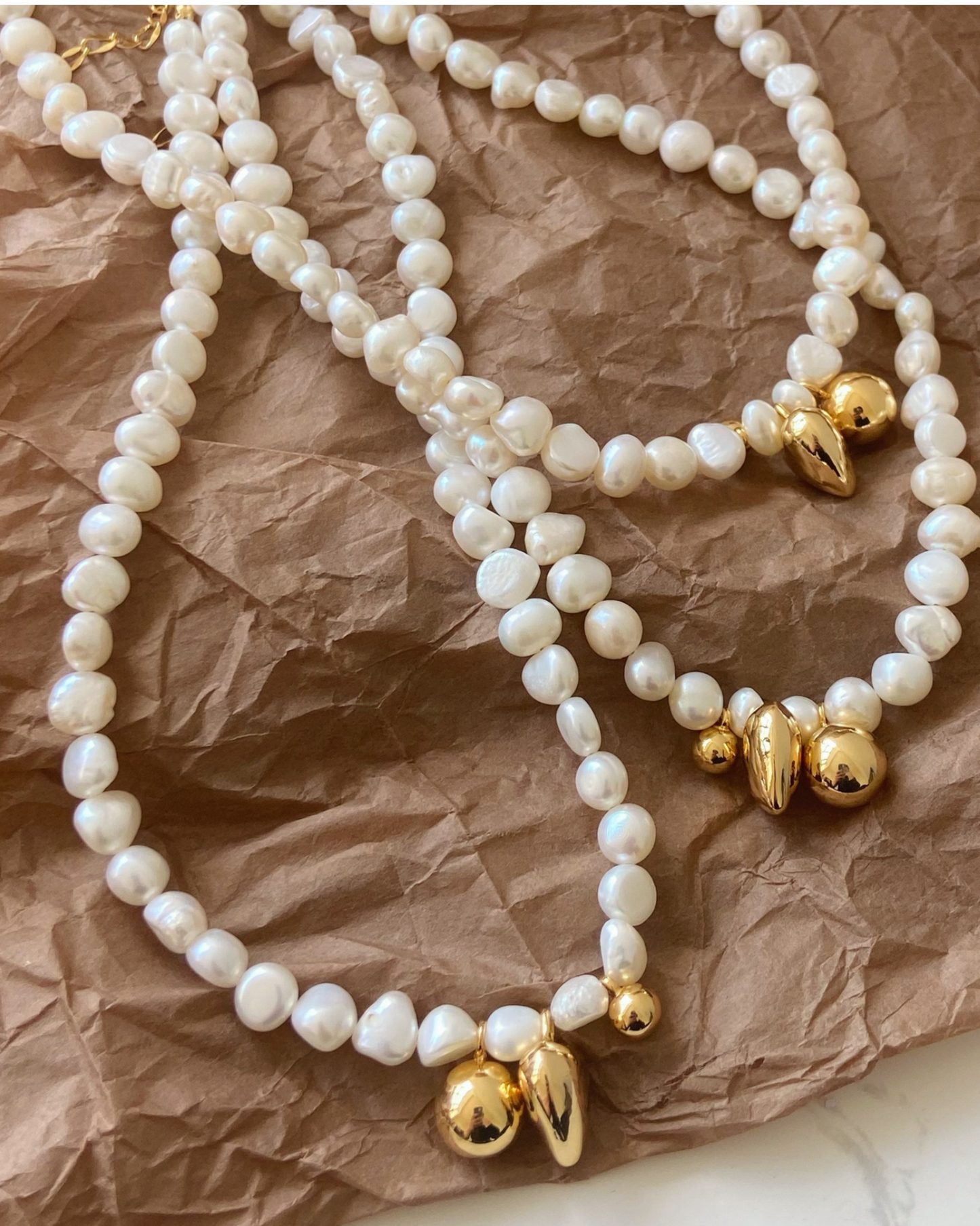 Baroque Heart Charm Necklace | Necklace | Natural Pearl & 18k Gold – Lunari Jewellery