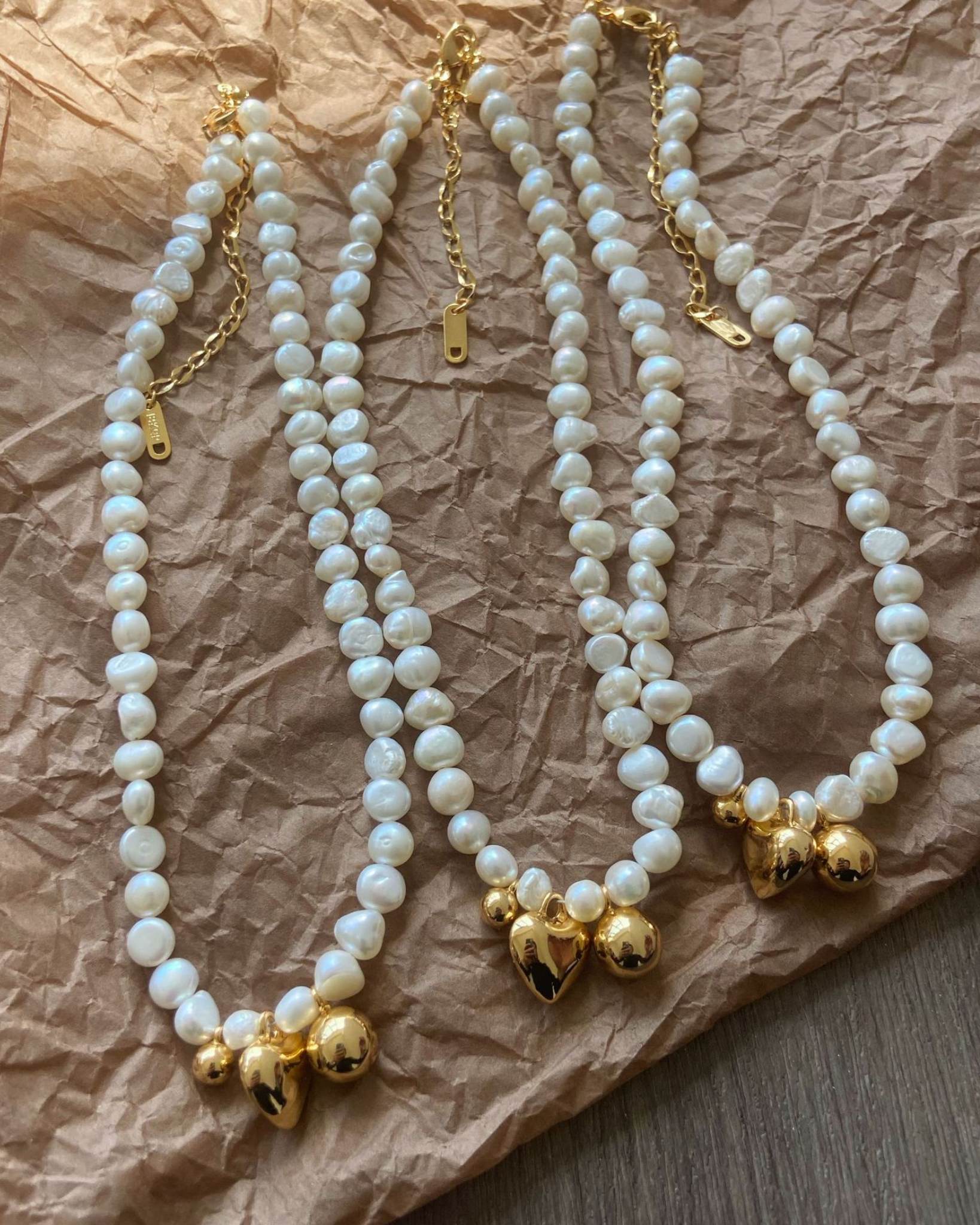 Baroque Heart Charm Necklace | Necklace | Natural Pearl & 18k Gold – Lunari Jewellery