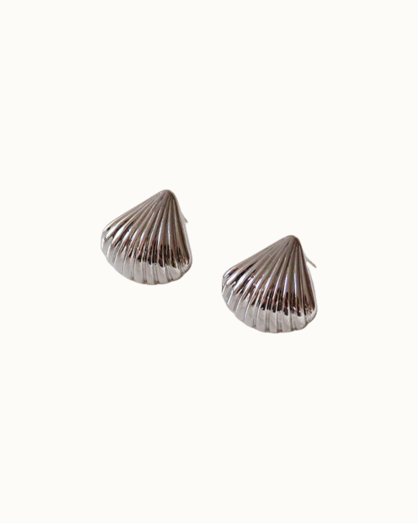 Shell Crest Studs | Earrings | Rhodium & S925 Silver – Lunari Jewellery