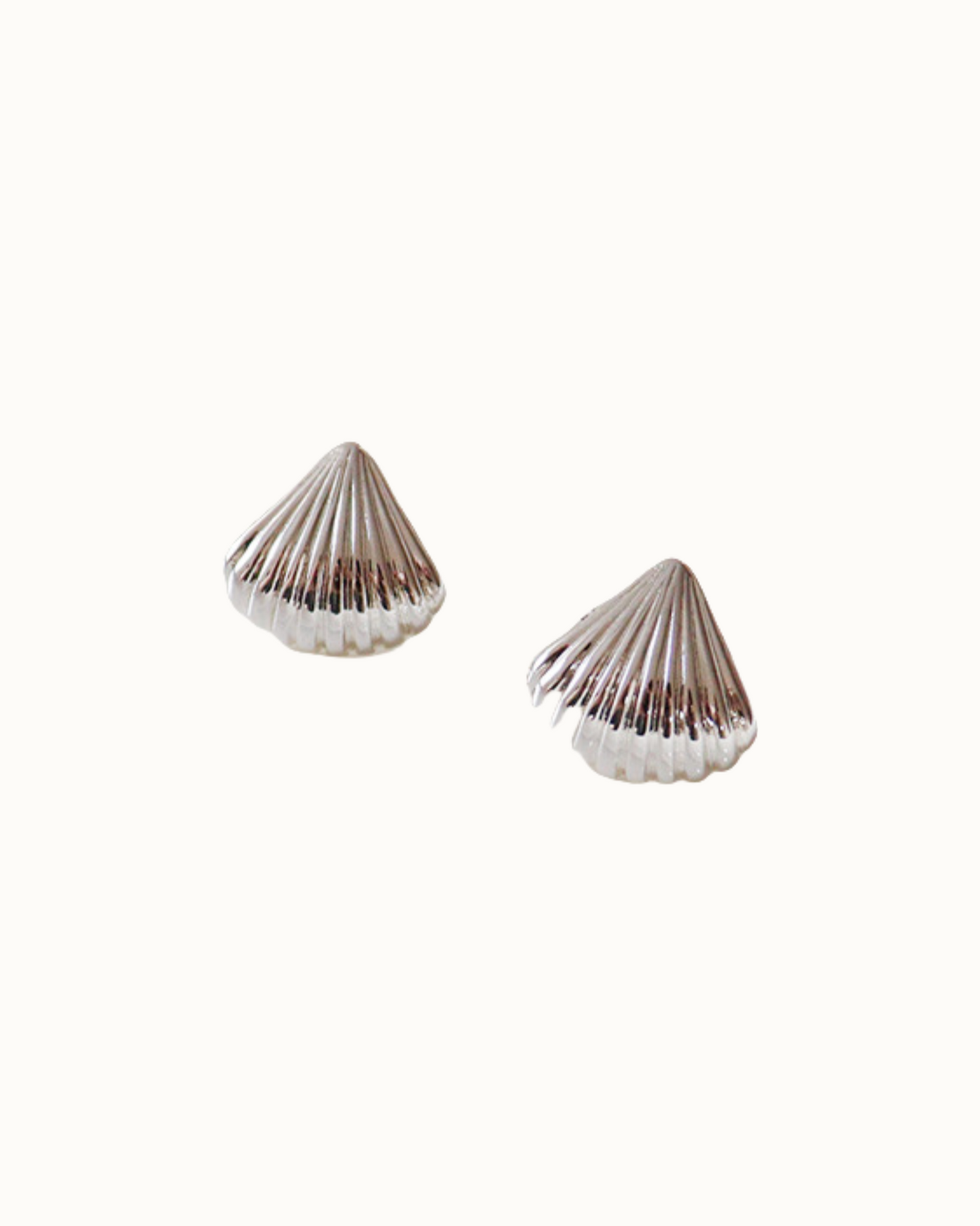 Shell Crest Studs | Earrings | Rhodium & S925 Silver – Lunari Jewellery