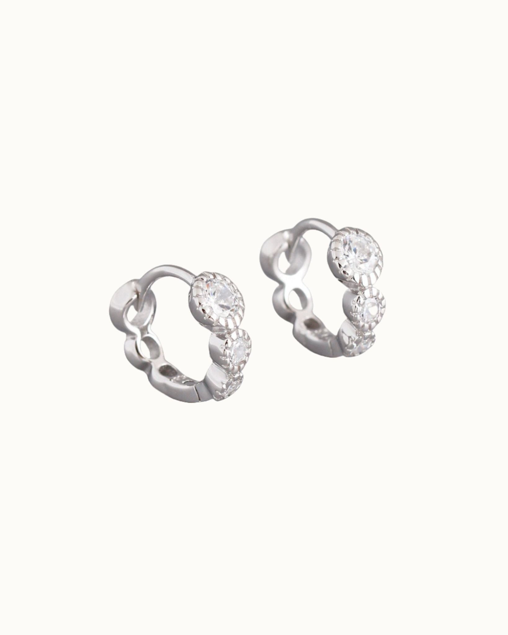 Mini Gleam Huggies | Earrings | Rhodium & S925 Silver – Lunari Jewellery