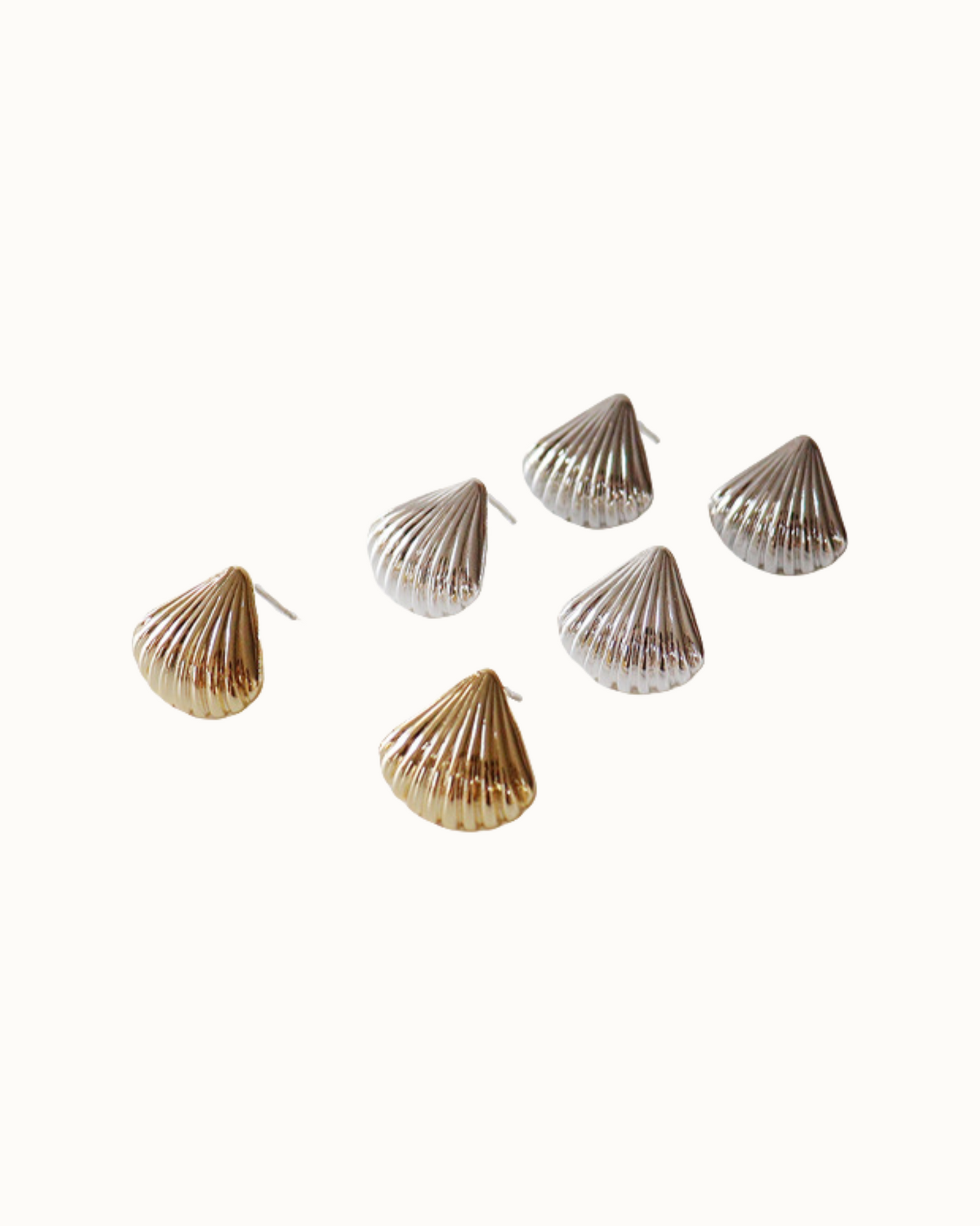 Shell Crest Studs | Earrings | Rhodium & S925 Silver – Lunari Jewellery