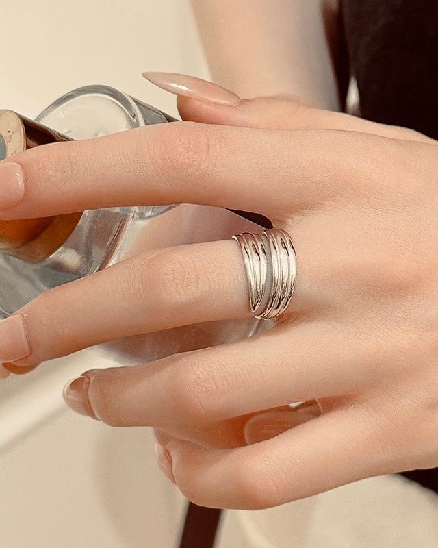 Strata Ring | Ring | Rhodium & S925 Silver – Lunari Jewellery